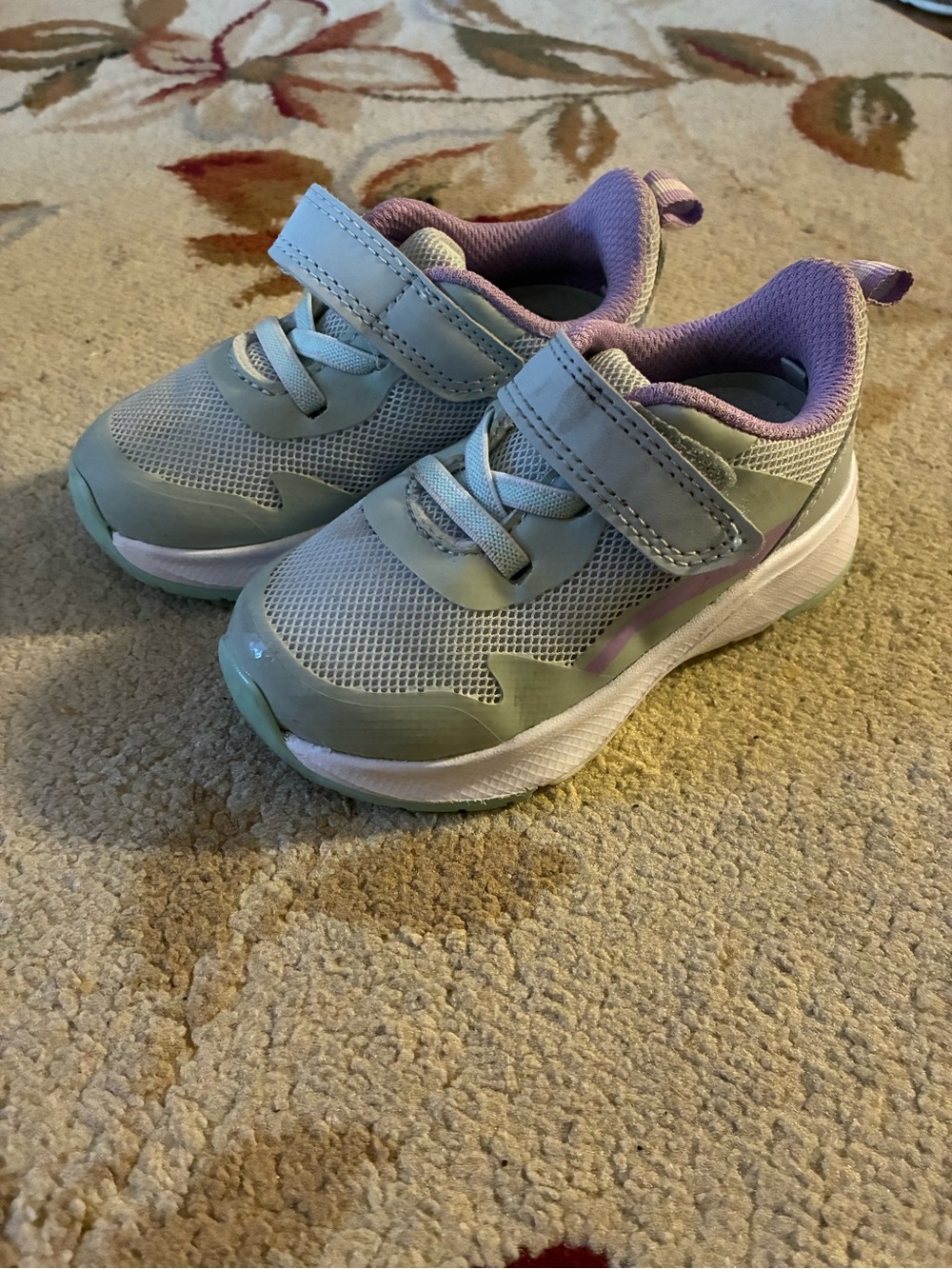 Toddler Light Grey and Lavender Sneaker